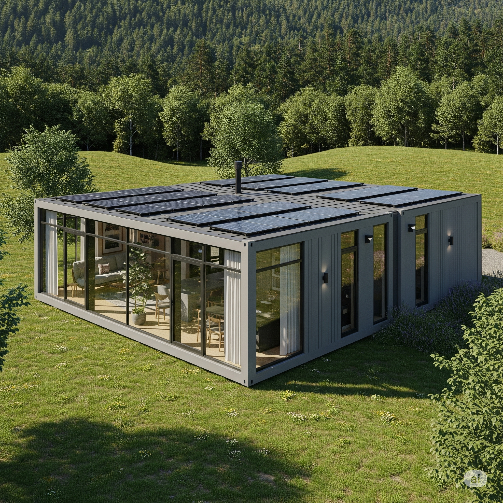 Casa com Painéis Solares e Design Moderno